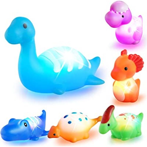 Bath Toys for Toddlers 1-3: 6 Packs Light-Up Floating Dinosaur Baby Toddler Bath Toys Set for Boys Kids Birthday Easter Christmas - Water Bathtub Shower Pool Bath Toy for Children Preschool