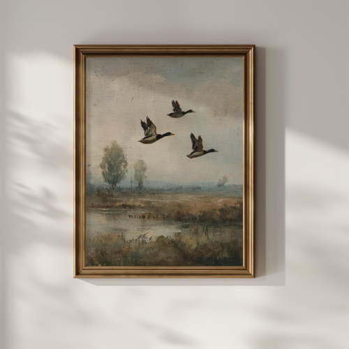 Mallard Duck Wall Art Print Duck Hunting Vintage Soft Muted Rustic Farmhouse Wall Decor Duck Hunter UNFRAMED Poster, Wall Art for Decor, Present, 12x18