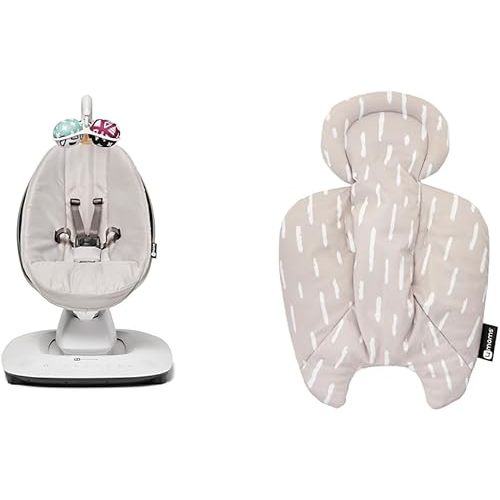 4moms MamaRoo Multi-Motion Baby Swing in Classic Grey with Plush Infant Insert, Sand