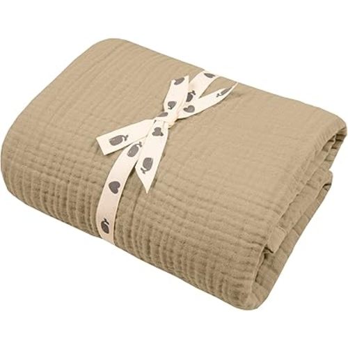 Migaloo Muslin Blankets, Baby Toddler Quilt, 4 Layers, 100 Cotton Stroller Blanket, Hypoallergenic,Super-Soft,Breathable and Lightweight Swaddle,Nursery & Crib Blanket, Large (47 X 35 h) (Warm Sand)