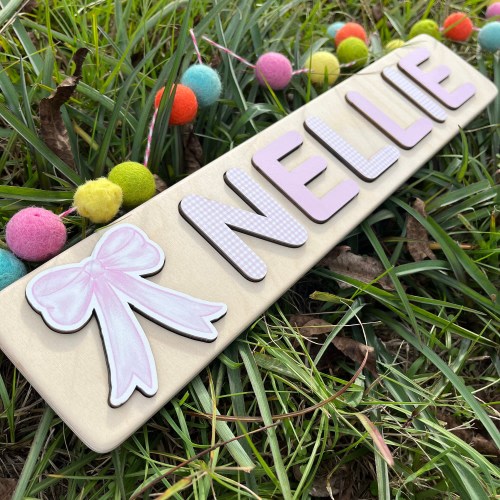 Pink Bow Themed Name Puzzle | Personalized Name Puzzle | Kid Name Puzzle | Baby Name Puzzle | Personalized Gift for Kids