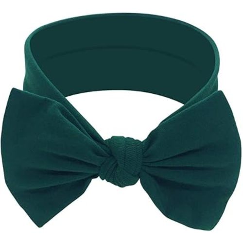 Baby Girl Headbands-Infant,Toddler Cotton Handmade Hairbands with Bows Child Hair Accessories (Dark Green)
