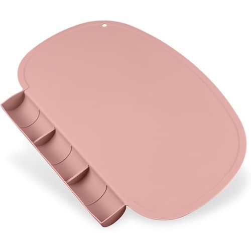 Silicone Placemat with Food Catching Pockets for Baby & Kid, Food Grade Silicone Non-Slip Toddler Food Place Mats with Raised Edges for Dining Table (Blush)