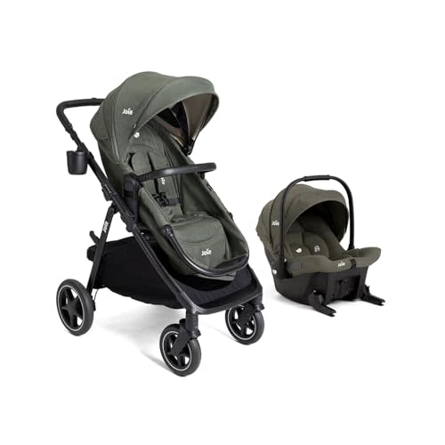 Joie Baby, Ginger LX 4-in1 Stroller + Joie Baby Mint Latch Car Seat (Evergreen)