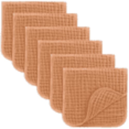 Comfy Cubs Muslin Burp Cloths - Large 100% Cotton Washcloths, 6 Layers (Caramel, 6-Pack, 20"X10")