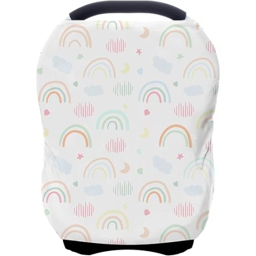 Car Seat Covers for Babies - Multi- use Nursing Carseat Canopy, Breastfeeding Covers, Baby Shower Gifts for Boys and Girls (Rainbow)