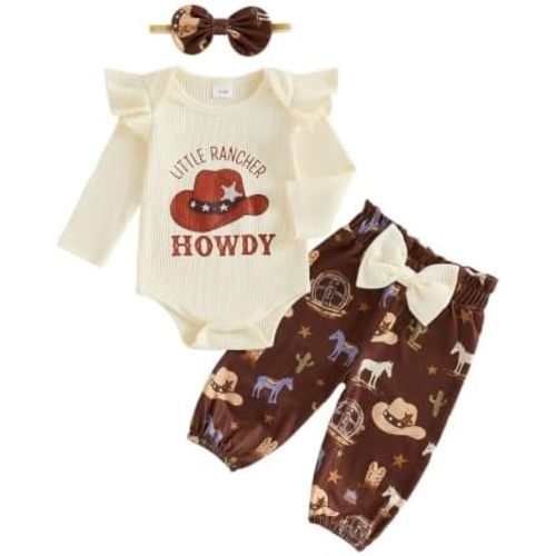 Baby Girl Fall Winter Outfits Long Sleeve Romper Pants Set