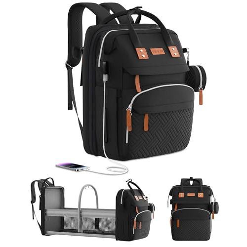 ISMGN Diaper Bag Backpack with Changing Station, Large Diaper Bag, Baby Bag, Multifunctional Diaper Bag, Black