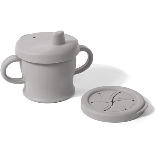 haakaa Silicone Sip-N-Snack Cup, (Suva Grey)