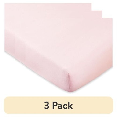 (3 pack) Parent's Choice 100% Cotton Infant Crib Fitted Sheet, Pink