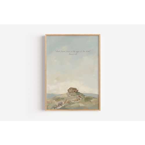 Noah’s Ark with Animals, Christian Nursery Wall Art, Bible Story Print, Kids Faith Decor