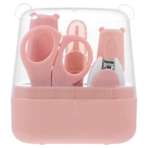 Qiushaoyue 1 Set Baby Nail Care Kit Infant Grooming Nail Clipper Manicure Pedicure Kit (Pink)
