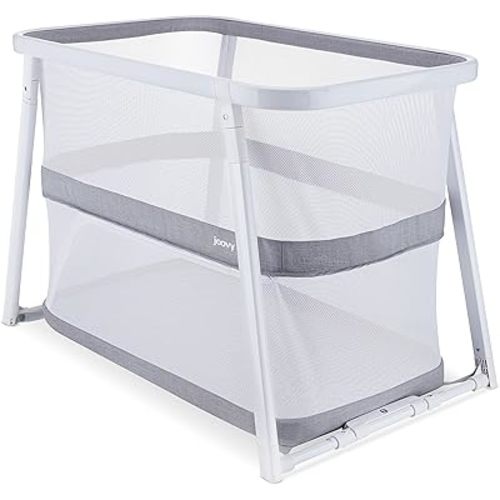 Joovy Coo Bassinet, Portable Bassinet with Storage, Rocking Playpen, White