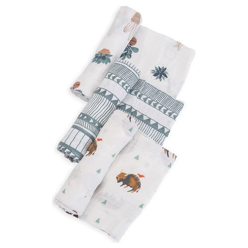 Little Unicorn Muslin Swaddle Set - Bison