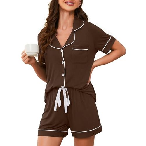 HNG Pajama Sets For Women 2 Piece PJ Sets Short Sleeve Lounge Set Fashion Sleepwear
