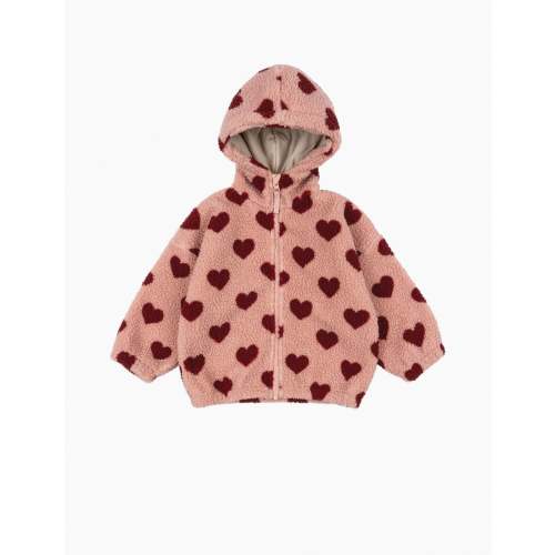 Jody Teddy Hoodie in Pink Hearts