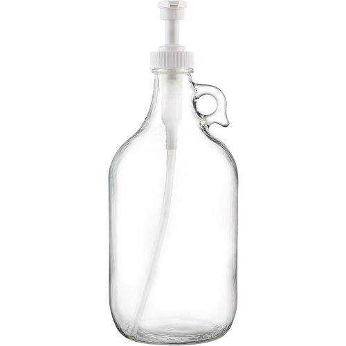 kitchentoolz Half Gallon Glass Liquid Laundry Detergent Dispenser- Large Jug with Pump for Laundry Soap, Fabric Softener, Syrup Pump - 64 oz - Made in USA