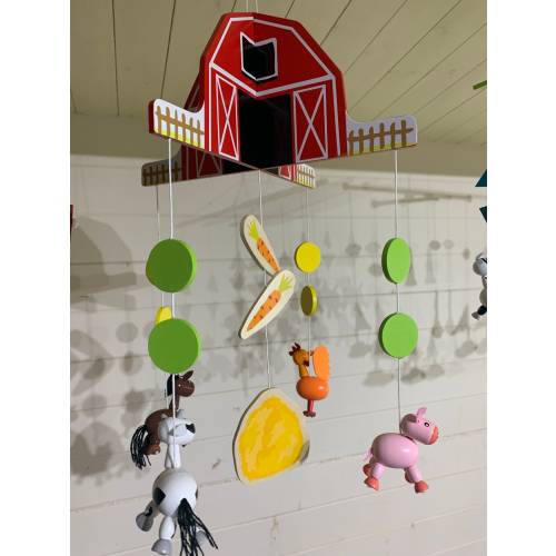 Nursery Mobile, Babies, Toddlers, Nursery, Learning, Farm theme, wooden mobile