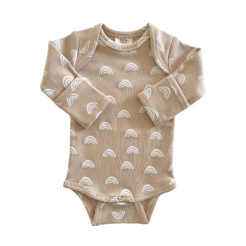 Tan Rainbow / Organic Long Sleeve Bodysuit