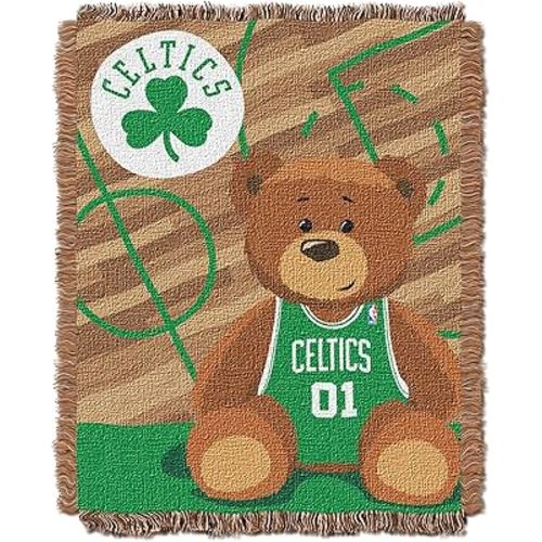 Officially Licensed NBA Boston Celtics Half Court Woven Jacquard Baby Throw Blanket, 36" x 46", Multi Color