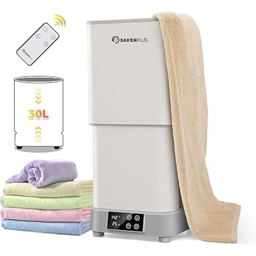 Towel Warmer, 30L Heated Hot Towel Warmer,Large Towel Warmer for Bathroom, Luxury Towel Warmer Bucket with Time Setting, Retractable Portable Towel Warmer for SPA, Home, Countertop, Floor