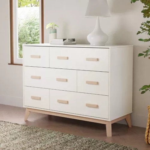 Babyletto Scoot 6 Drawer Dresser, Color: White/Washed Natural
