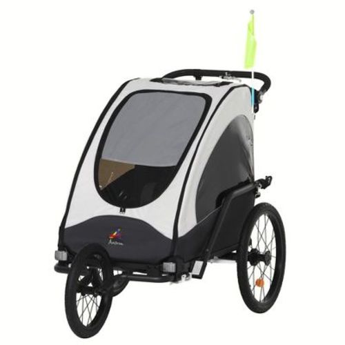 Aosom Bike Trailer for Kids 3 In1 Foldable Child Jogger Stroller Baby Stroller Transport Carrier Rubber Tires Kid Bicycle Trailer