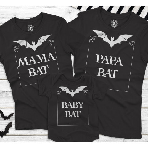 Mama Bat Papa Bat Baby Bat Shirts | Matching Family Shirts | Family Halloween Shirts | Goth Family Shirts | Goth Baby Clothes