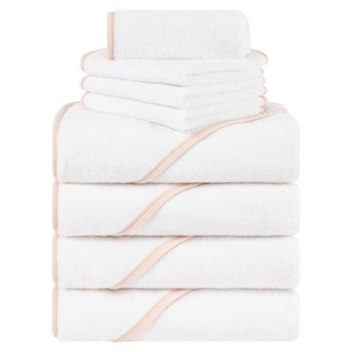 American Soft Linen Baby Hooded Bath Towel Set, 100% Cotton Soft Fluffy Baby Hooded Shower Towels, Color: Pink, Size: 8 pc baby (bath towels & washcloths) set