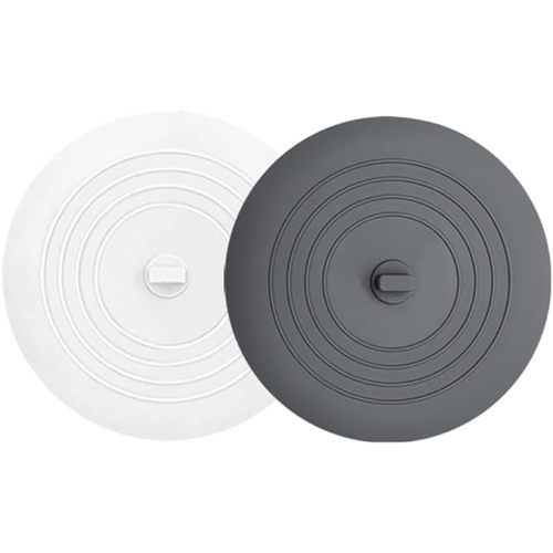 Tub Stopper 2PCS,Bathtub Drain Stopper,6 inches Bathtub Tub Drain Cover Stopper,Silicone Drain Plug,Kitchen Bathroom Hair Water Shower Stopper,Large Bathroom Laundry Accessories (Grey/White)