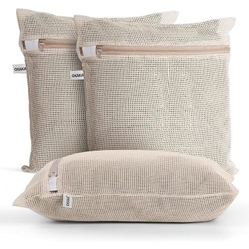 100% Pure Cotton Mesh Laundry Bags, Premium Soft, No Dye, Natual,Set of 3(XXL)