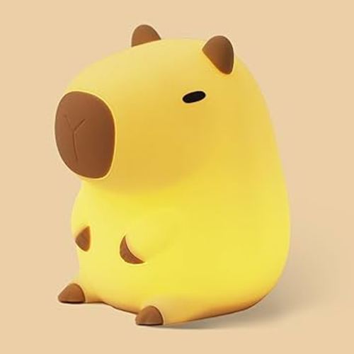 Ammonite Capybara Night Light, Cute Silicone Capybara Lamp for Kids, Soft Silicone Kids Nursery Nightlight USB LED Touch Lamp Kids Bedroom Decor as Xmas Birthday Gifts for Boys Girls