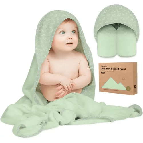 KeaBabies Hooded Baby Towel for Newborn - Viscose Derived from Bamboo Large Baby Bath Towels with Hood for Boys, Girls, Toddler, Extra Absorbent & Soft Newborn Bath Essentials (Dinos, Petite)