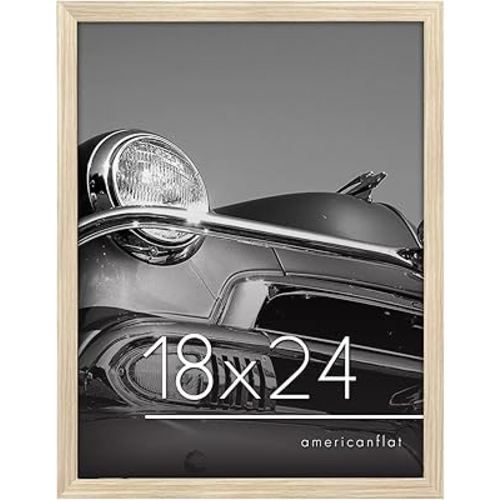 Americanflat 18x24 Poster Frame with Polished Plexiglass - Epic Collection - Gallery Wall Frames with Engineered Wood - Wide Photo Frame for Wall Display - Natural Oak