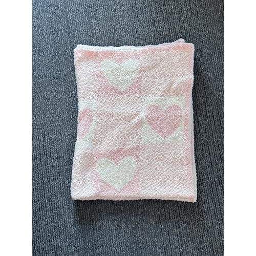 CREVENT 30"X40" Cozy Soft Warm Chenille Baby Blanket for Girls Boys, Newborn Essentials for Infant, Baby Shower Receiving Gift - Love Heart 75X100cm