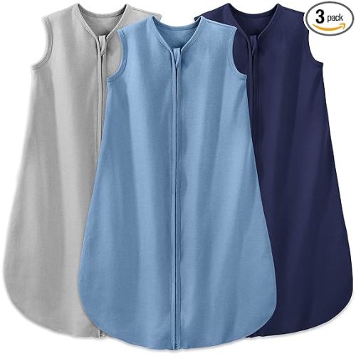 Yoofoss Baby Sleep Sack 0-6 Months Wearable Blanket for Babies 100% Organic Cotton 2-Way Zipper TOG 0.5 Toddler Sleeping Sack 3 Pack, Sleep Sacks