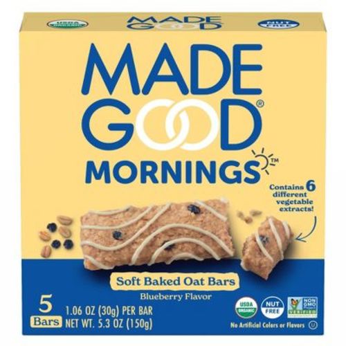 Madegood Mornings Blueberry Soft Baked Oat Bars - 5.3oz/5ct