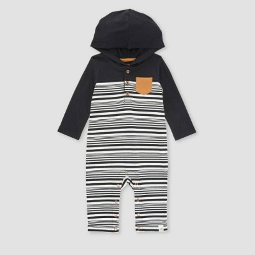 Burt's Bees Baby® Baby Boys' Striped Hooded Jumpsuit, Size: 0-3M