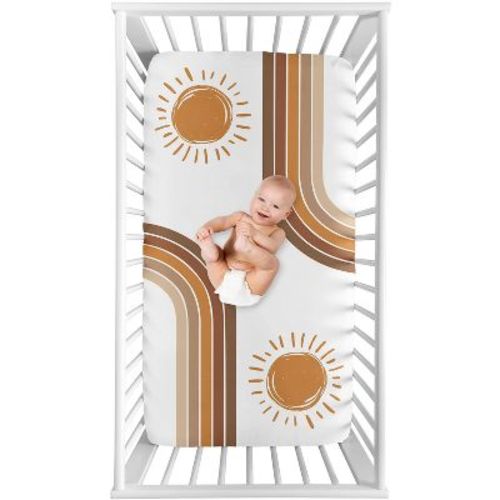Sweet Jojo Designs Gender Neutral Photo Op Fitted Crib Sheet Boho Sun Orange Taupe And White