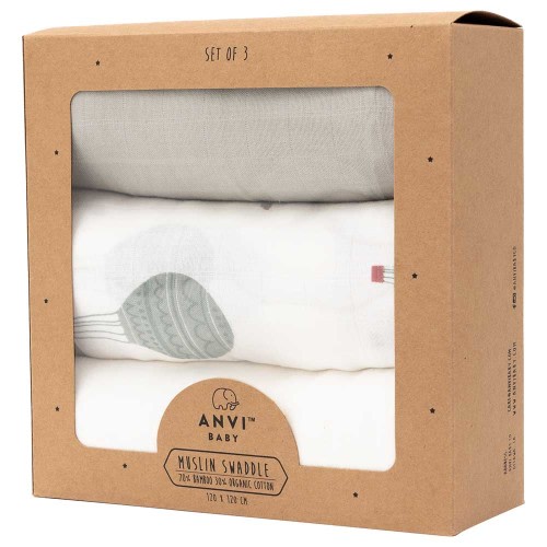 The Flying Whale Bamboo Swaddle 120x120cm - Pack of 3