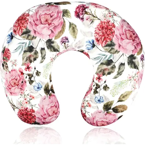 TANOFAR Nursing Pillow Cover, Floral Breastfeeding Pillow Cover, Ultra Soft Breathable, Stretchy Feeding Pillow Case for Baby Girl, Cover Only