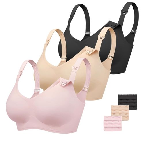 Vinfact 3 Pack Nursing Bras for Breastfeeding Comfort Maternity Bras for Pregnancy Wireless Seamless Breastfeeding Bras