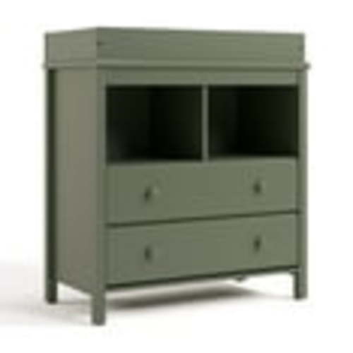 Storkcraft Alpine 2-Drawer Infant Changing Table Dresser, Olive