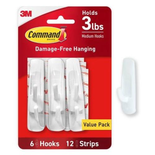 Command Damage-Free Hanging Medium Utility Hooks with Adhesive Strips