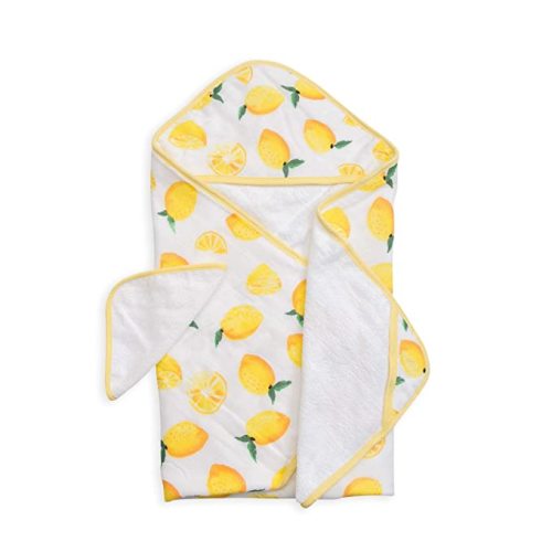 Little Unicorn Cotton Hooded Towel & Wash Cloth Set – 100% Cotton - Machine Washable – Towel 30”x 30”, Washcloth 8”x 8” - Playful Designs – Infants to 3T – for Boys & Girls - Lemon