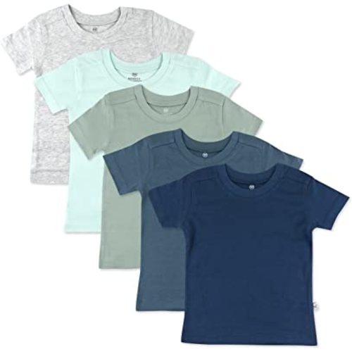 HonestBaby Multipack Short Sleeve T-Shirt Tee 100% Organic Cotton Infant Baby, Toddler, Little Kids Boys, Girls, Unisex