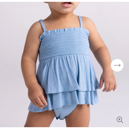 Denim Blue Baby Girl Tulle Skirt Bodysuit | Light Blue Denim