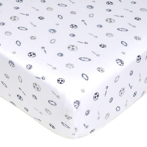 American Baby Company Fitted Crib Sheet 28" x 52", Soft Breathable Neutral 100% Cotton Jersey Sheet, Sports, for Boys and Girls, Fits Crib and Toddler Bed mattresses