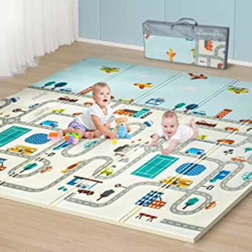 beiens Baby Play Mat Foldable, 79" X 71" Large Foam Baby Play Mats for Floor, Portable Baby Crawling Mat Waterproof Anti-Slip Puzzle Mat, Indoor Outdoor Activity Playmat for Babies Infants Kids