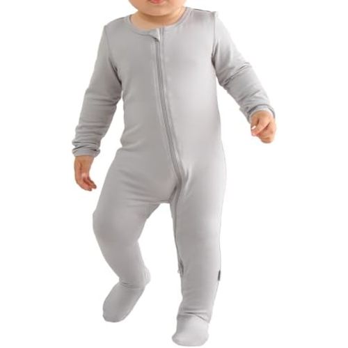 Long Sleeve Baby Footies Bamboo Rayon Romper Infant Double Zipper One-Piece Clothes Boys Girls Outfits